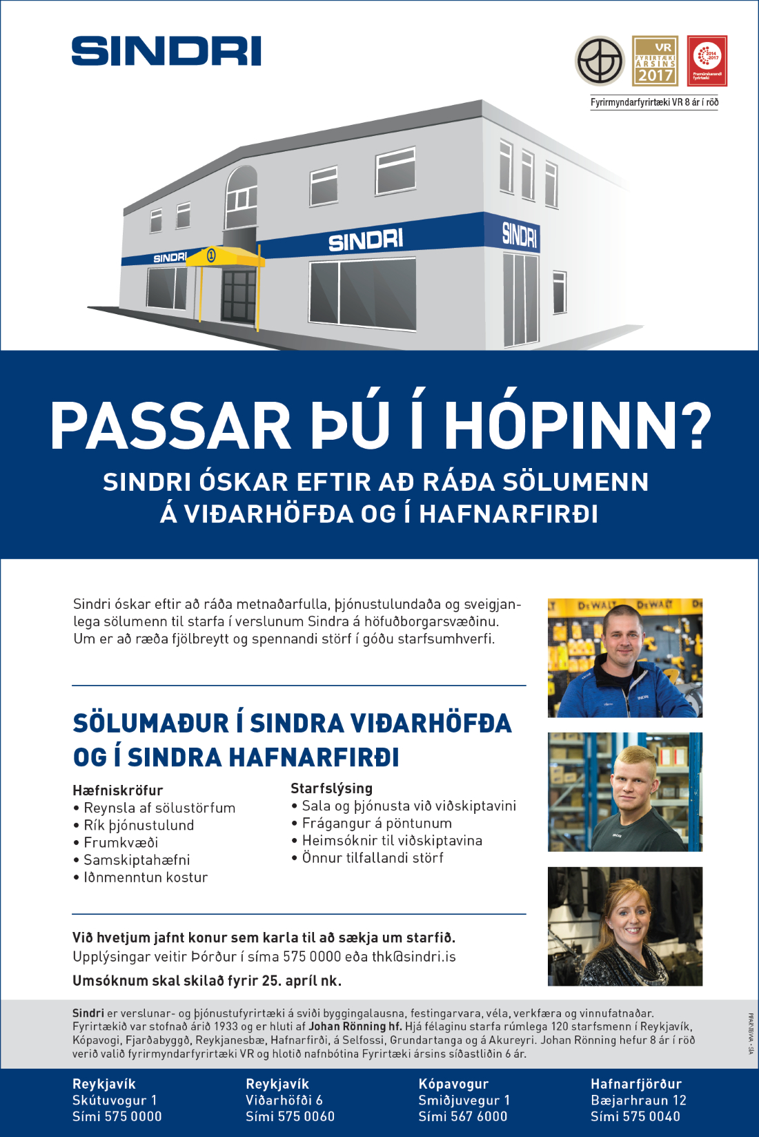 Atvinna í boði hjá Sindra
